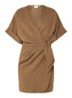 Froukje mini wikkeljurk in linnenblend met strass - Camel