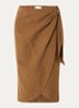 Nijra midi rok in linnenblend met strikceintuur - Camel