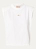 Sue T-shirt met schoudervulling en logo - Gebroken wit