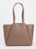 Midi Pyramid schoudertas van leer met 13,5 inch laptopvak - Taupe