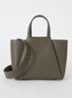 Mini Pyramid crossbodytas van leer - Bronsgroen