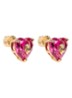 Crystal Heart oorknopjes met kristal - Fuchsia