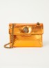 Kensington Mini X schoudertas van leer met metallic finish - Oranje