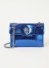 Kensington Mini X schoudertas van leer met metallic finish - Blauw
