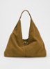 Large Chelsea Slouch schoudertas van suède - Cognac
