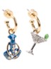 Novelty oorstekers met hanger - Blauw