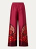 Palazzo high waist wide fit broek van zijde met print - Donkerroze
