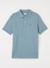 Polo van piqué katoen met logoborduring - Blauw