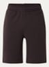 Straight fit korte joggingbroek met logo en steekzakken - Donkerbruin