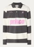 Prince oversized fit polo met borduring en streepprint - Middengrijs