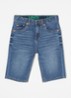Slim fit korte broek van denim met stretch - Indigo