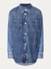 Blouse van denim met strass - Donkerblauw