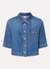 Cropped blouse van denim met borstzak - Indigo