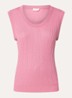 Fijngebreide mouwloze top met lurex - Roze