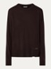 Fijngebreide pullover in wolblend met ronde hals - Donkerbruin