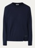 Fijngebreide pullover in wolblend met ronde hals - Donkerblauw