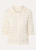 Grofgebreid vest met opengewerkt dessin en pailletten - Creme