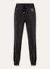 High waist tapered fit joggingbroek met lurex en trekkoord - Zwart