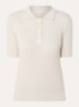 Ribgebreide top met polokraag en lurex - Creme