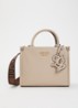 Ridhi handtas met tasbedel en logo - Donkerbeige