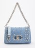 Schoudertas van denim met strass - Lichtblauw
