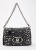 Schoudertas van denim met strass - Donkergrijs