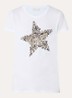 T-shirt met logoprint en strass - Zand