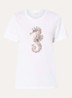 T-shirt met print en imitatieparels - Wit