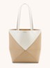 Puzzle Fold Medium shopper van kalfsleer - Zand