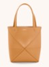 Puzzle Fold Mini shopper van kalfsleer - Camel