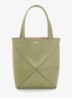 Puzzle Fold Mini shopper van kalfsleer - Olijfgroen