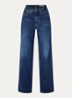 High waist straight leg jeans met donkere wassing - Indigo