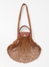 Le Pliage Filet handtas L met leren details - Bruin