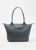 Le pliage One schoudertas M met details van leer - Staalblauw