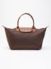 Le Pliage Original handtas L met leren details - Donkerbruin
