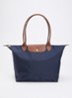 Le Pliage Original schoudertas L met leren details - Donkerblauw