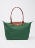 Le Pliage Original schoudertas L met leren details - Groen
