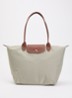 Le Pliage Original schoudertas L met leren details - Grijs