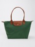 Le Pliage Original schoudertas M met leren details - Groen
