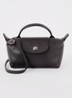 Le Pliage Xtra handtas XS van leer met afneembare schouderriem - Zwart