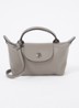 Le Pliage Xtra handtas XS van leer met afneembare schouderriem - Grijs