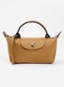 Le Pliage Xtra handtas XS van leer met afneembare schouderriem - Cognac