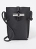 Le Roseau crossbody telefoonhoes van leer - Zwart