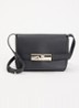 Le Smart crossbodytas S van leer  - Zwart