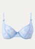 Beugel bh van mesh met flockprint - Blauw