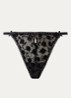 Tanga van mesh met flockprint - Zwart
