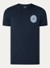 Borders T-shirt met logo- en backprint - Donkerblauw