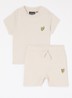 Set van T-shirt met korte joggingbroek 2-delig - Beige