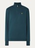 Sweater met halve rits en logoborduring - Petrol
