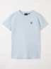 T-shirt met logoborduring - Aquablauw